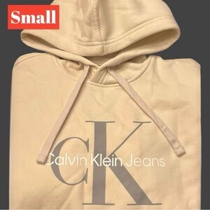 Mens Calvin Klein Sweatshirt SM NEW Calvin Klein Hoodie OFF-WHITE & GRAY NWT
